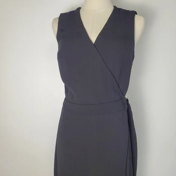 Topshop Black Wrap Sleeveless Dress - Picture 3 of 8